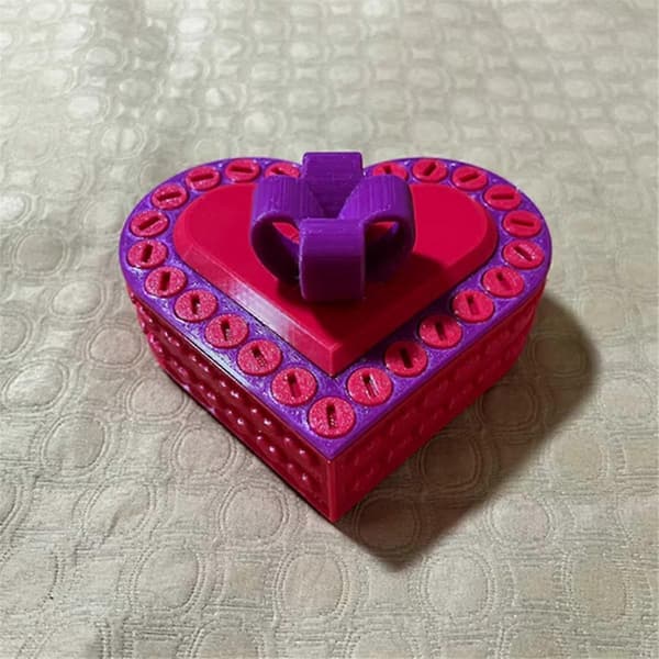 3D-printad hjärtformad presentask Alla hjärtans dag-present Bröllopsförvaringslåda Ring Halsband Presentask