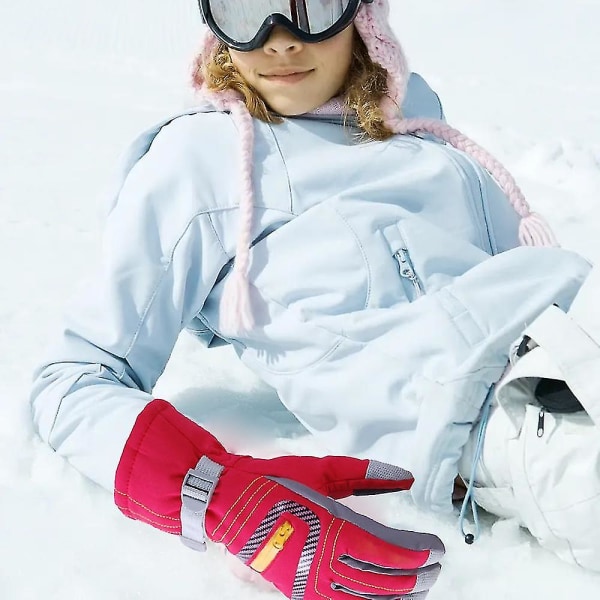 Unisex vattentäta vindtäta vintervarma snowboardskidhandskar Red