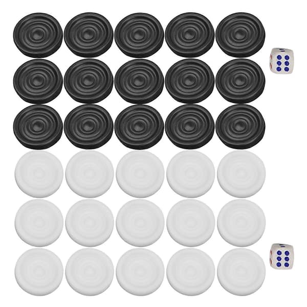 22mm Plast Svart Vit Backgammon Pjäser Marker Set Barn Leksak