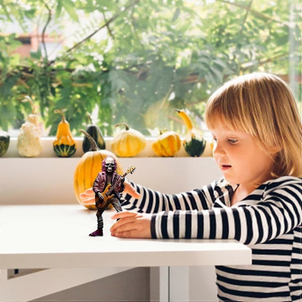 Pieni hartsi luuranko koristeet Kuolleiden päivä patsas rock-yhtye hahmo, Halloween koristeet lahjat ystäville (15cm)D
