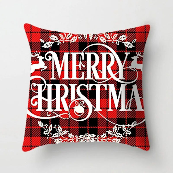 45x45cm Röd Vit Svart Gitter Jul Örngott God Jul Prydnader För Hem Xmas Nyår 2023 Soffa Bil Cover Orange