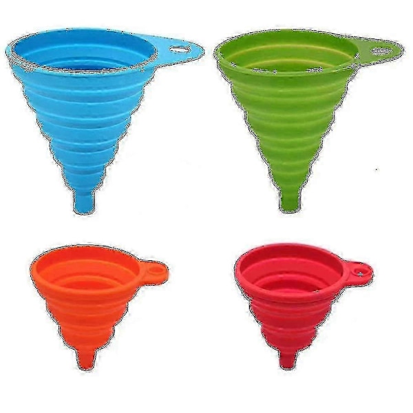 Keittiösuppilo, 2 kpl kokoontaittuva suppilo pullojen täyttöön, pieni joustava silikonisuppilo nesteille, hillolle, pavuille, autoille, pulloille