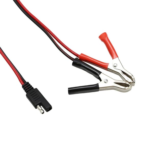 2-polet SAE-stikkabel med batteriklemmer (rød/sort) – 2-leder strømkabel til solpaneler/batterier (pakke med 2)
