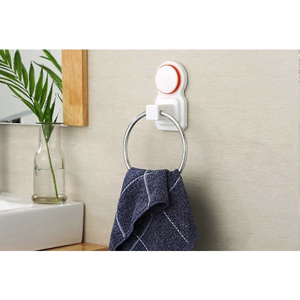 Easy Håndklædering, sugekop badeværelse håndklædeholder, bagagebærer i rustfrit stål, egnet til køkkenhotelinstallation uden hul/hvid / 14cm.