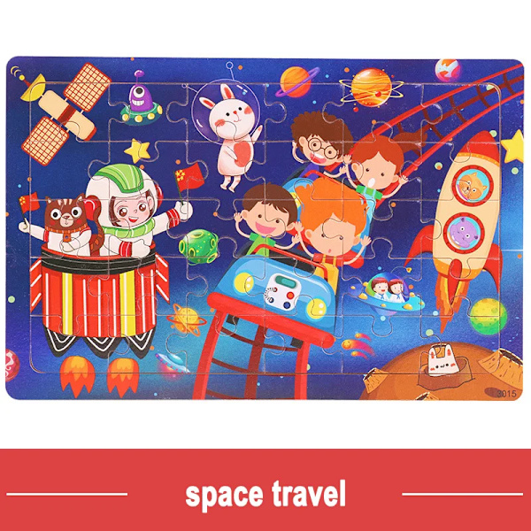 Pusselspel för fordon för trädjur för barn Jigsaw Baby Early Learning Pedagogiska leksaker för barn space travel