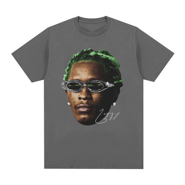 Rapper Young Thug Grafisk T-shirt Herr Kvinnor Mode Hip Hop Vintage T-shirt Dark grey XXL