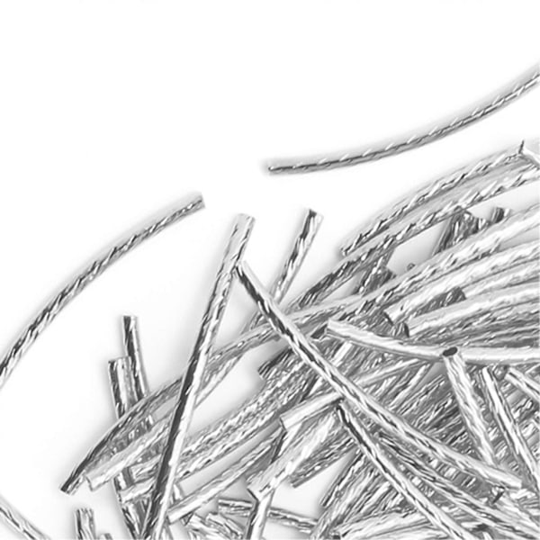 200 st Böjda Nudelrör Distanspärlor Lång Smidig Twist DIY Smyckestillbehör Silver