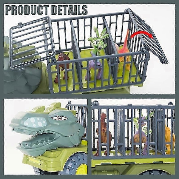 Poikien autolelut Dinosaurusten kuljetusauto Dino-eläinmalli Tyrannosaurus Rex -kuorma-autoleikki Lasten syntymäpäivälahjat Kaukosäätörobotit