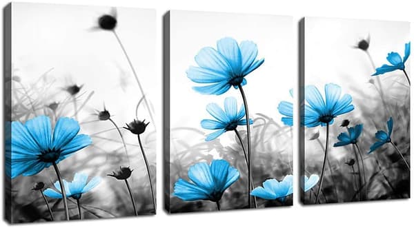 Triptykon vilde blomster Nordisk moderne minimalistisk dekorativt maleri