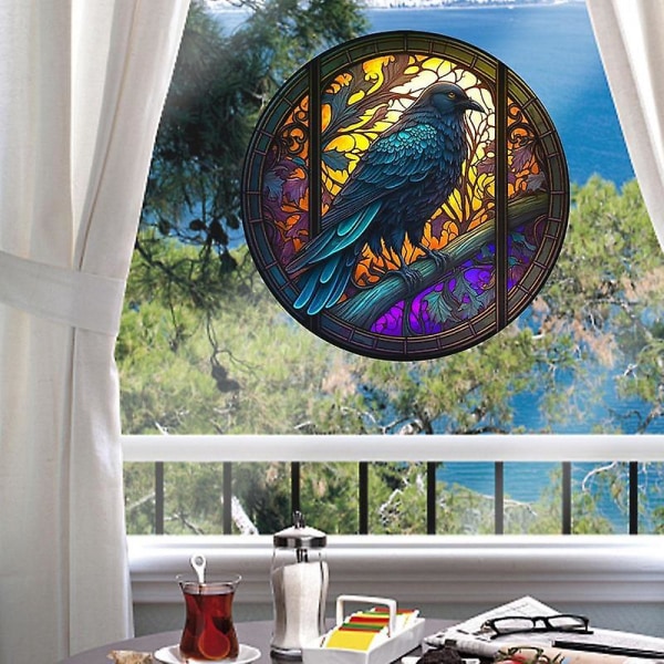 Fönsterpanel av målat glas Flerfärgad Sun Catcher Upphängningspanel Fönster Väggkonstdekor Hemmålat glasdekalpanel TYPE B