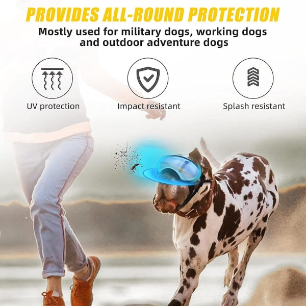 Hundglasögon Hund UV-skydd Solglasögon med justerbar rem Hundar Vindtät anti-dimma utomhusglasögon för husdjur Black frame x grey glass