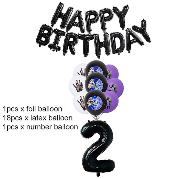Filmen Onsdag Addams Födelsedagsfest Dekoration Banner Ballong Bordsservis Festliga evenemang Tillbehör Heminredning Koppar Bakgrund 20pcs-No.2