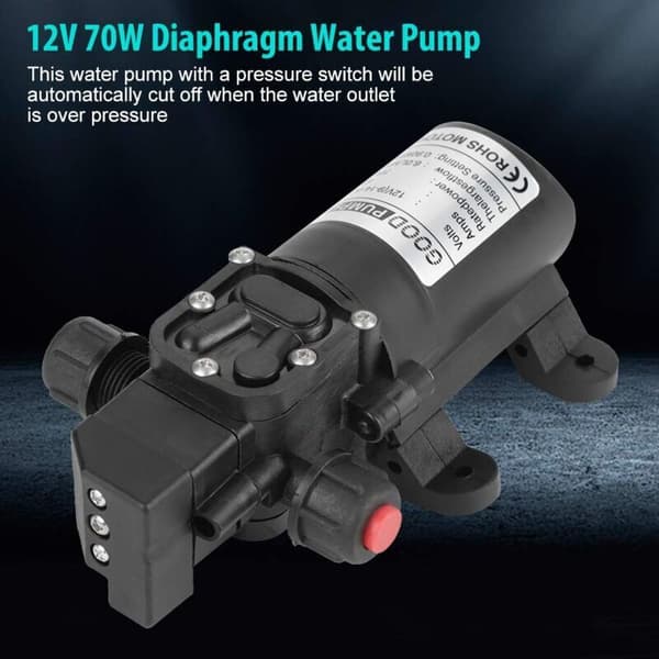Självsugande vattenpump - Högtrycksmembranvattenpump, 12V DC, 0,9 MPa, 6 L/min, 70W