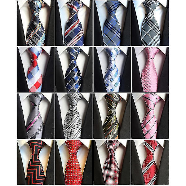 Ny klassisk 100 % siden slips för män 8 cm herrslips i plädad rand style 3