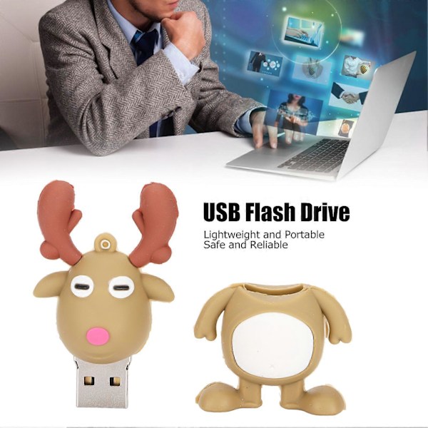 USB-minnepinne Lett Bærbar Sikker Pålitelig Utsøkt PVC Jule USB-minnepinne 64G