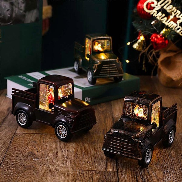 Retro Jul Lastbilsdekoration Jultomte Ljus Lastbil Jul Nattlampa Gåva Fönsterdekoration