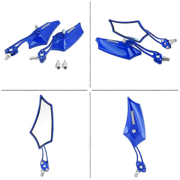 1 Par 10mm 8mm Universal Motorcykel Scooter Aluminiumlegering Sidospeglar Blå