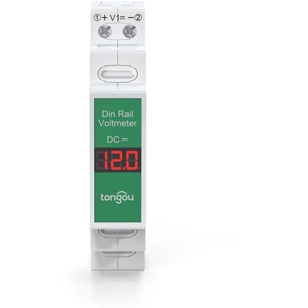 DIN-skena Voltmeter DC 11-310V. Digital DIN-skena Voltmeter. DC Spänningstestare, DIN Mätare Voltmeter för PV/Batteriladdningskontroll