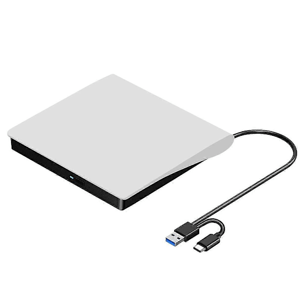 Extern CD DVD +/-RW-enhet, USB 3.0 & USB-C Portabel CD & DVD ROM Brännare Spelare Läsare Skrivare Omskrivare Diskenhet