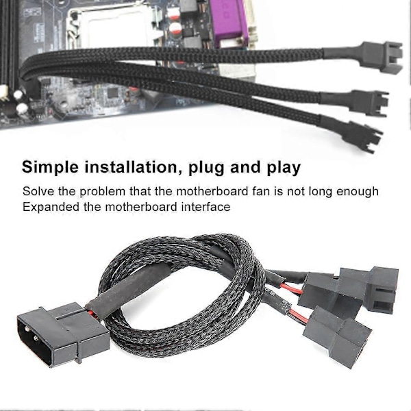 3st Förlängningskabel 1 till 3-vägs Splitter Sleeved 4Pin till 4Pin 3Pin 3Pin Adapter
