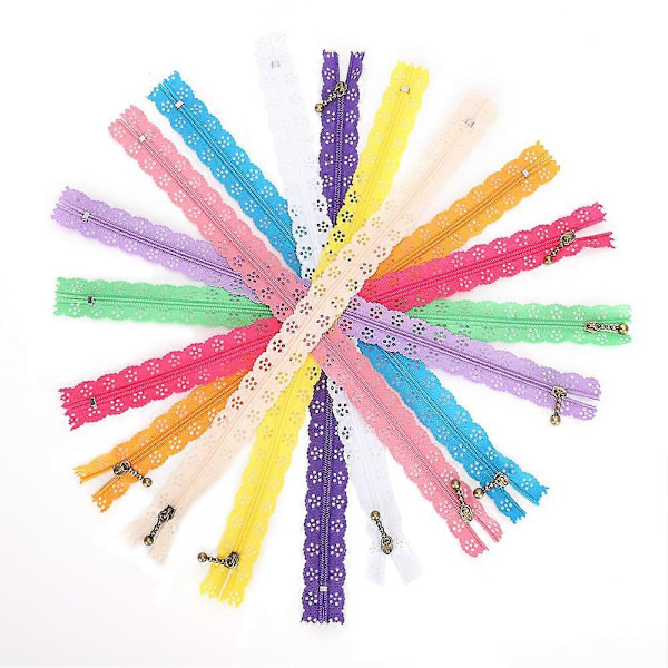 10 st Spetsdragkedja Blandad Stil Knopp Sidenform Nr 3 Nylon Sömnad Klädtillbehör 30cm