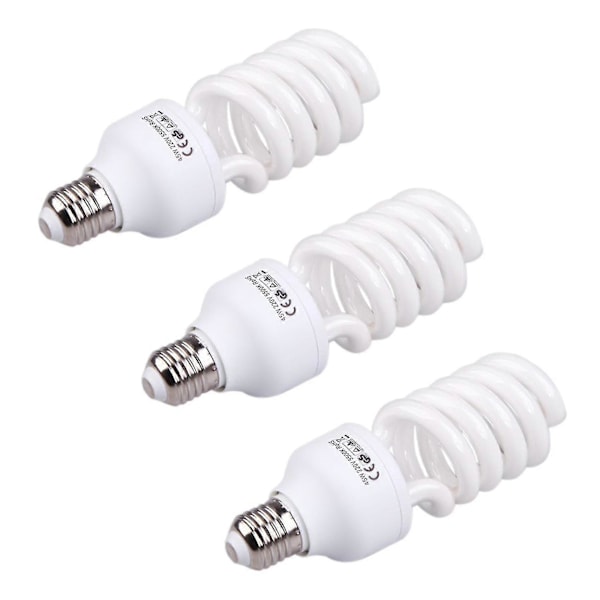 3x Kompakt E27 220v 5500k 45w Fotostudiolampa Videofotografering Dagsljuslampa Vit