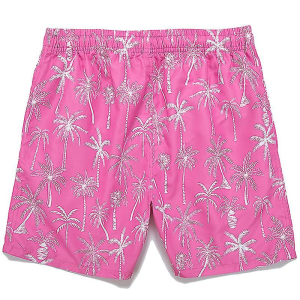 Print för män med dragsko Casual badshorts Strandshorts Rose Red 2XL