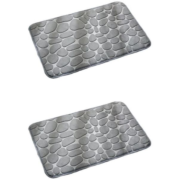 Halkfria avlastningsmattor 60x40 - Memory Foam - Stenmönster