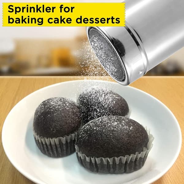 Pakke med 2 pulverspredere i rustfrit stål, til hjemmerestauranten