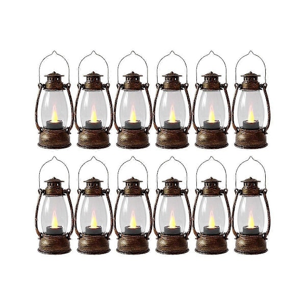 Vintage lyslykter for innendørs bruk, 12 stk. Mini lykt med flammende lys Små hengende lykter f
