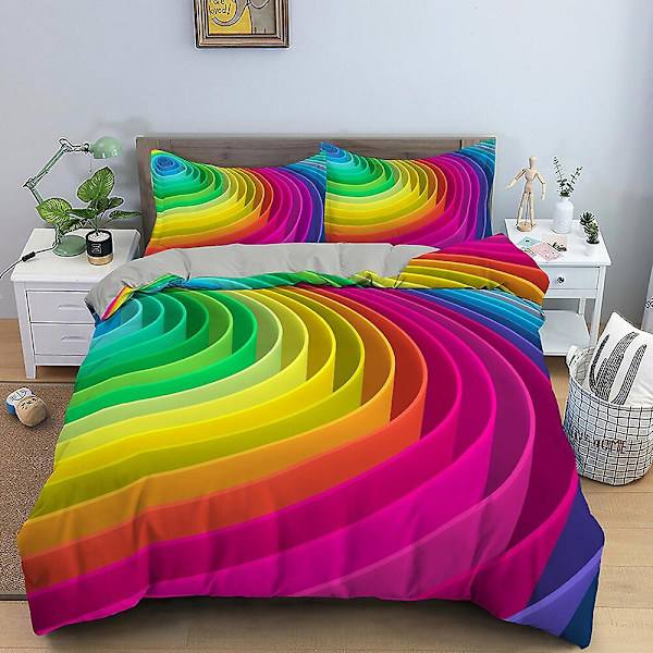 Färgglada 3d - printed Sängkläder Set Påslakan Quilt Cover Örngott Barn Present#1 AU single 140x210cm