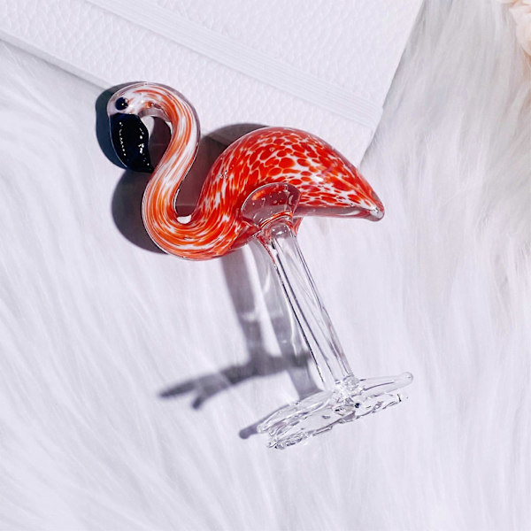 Glass Flamingo Ornament med fine detaljer, samleobjekt dyrefigur skulptur for å forbedre stue og kontor - Rose lilla