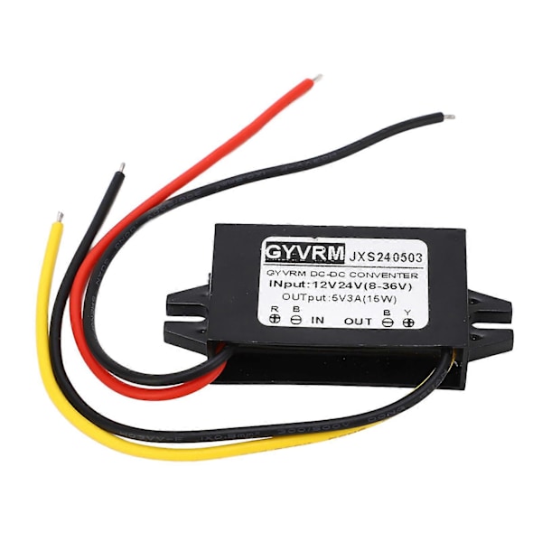 DC Buck -moduuli, tehokas jännitemuunninmoduuli 12 V 24 V - 5 V 3 A IP67 vedenpitävä