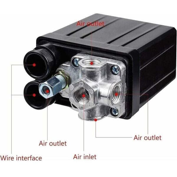 Luftkompressor trykafbryder med 4 udgange 90-120 PSI 240V trykafbryder kontrolventil dele til kompressor
