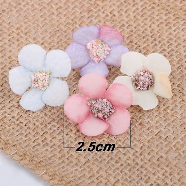 80 st Mini Konstgjorda Blommor Konstgjord Tusensköna Huvud Handgjorda Flerfärgade för Bröllop Scrapbooking Deco Kläder Accessoarer
