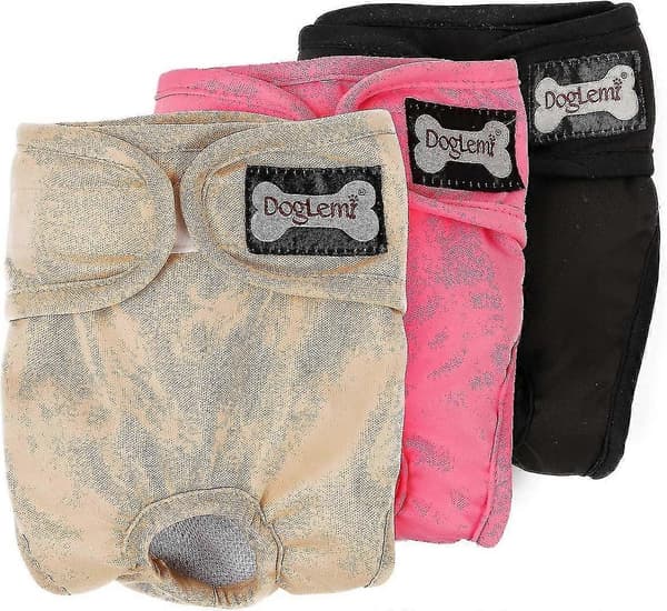 3-pack Hundblöjor Läcksäkra Tvättsbara Återanvändbara För Tikar
