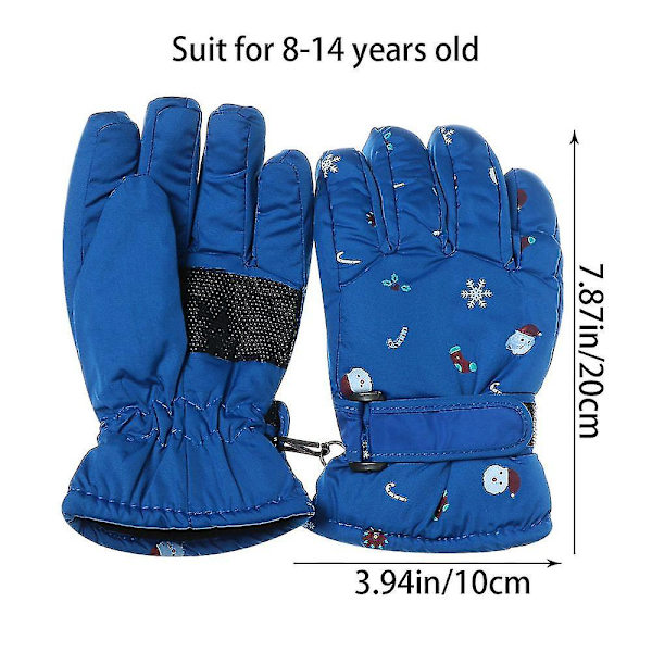 1 par Barn Skidhandskar Långärmade vantar Vinter Vindtät Vattentät Tjock Varm Halkfri Rådjur Kanin 7-14 år gammal Dark blue