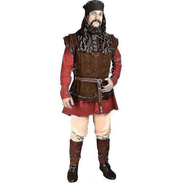 Medeltida Punkväst för Män Vikingar Cosplay Bågskyttdräkt Vuxen Bröstkroppsskydd Mocka Larp Outfit Jerkin Kappa Halloween För Män _ai