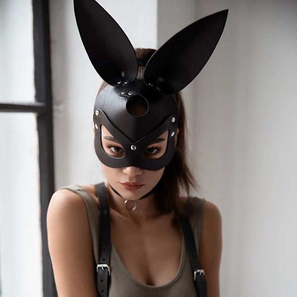 Erotiska sexiga masker Cosplay läder sexmasker black