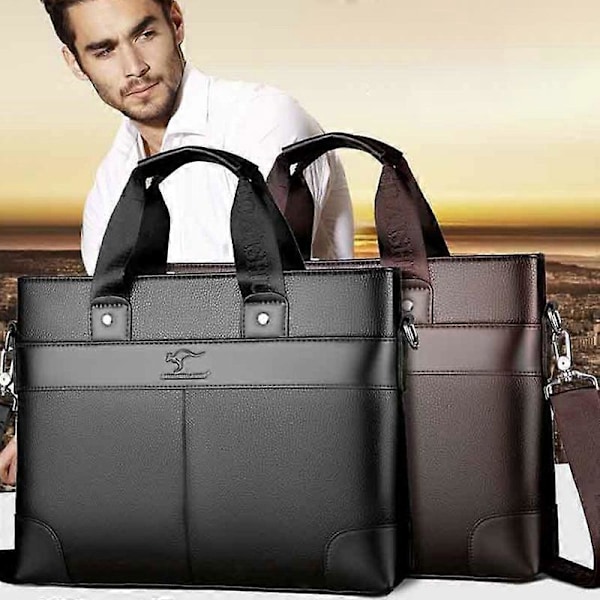 LINGZHIDAISHU Affärsmäns Portfölj Högkvalitativ Handväska Läder Män Laptop Väska Messenger Bag M