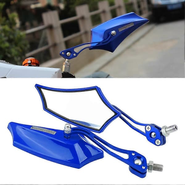 1 Par 10mm 8mm Universal Motorcykel Scooter Aluminiumlegering Sidospeglar Blå