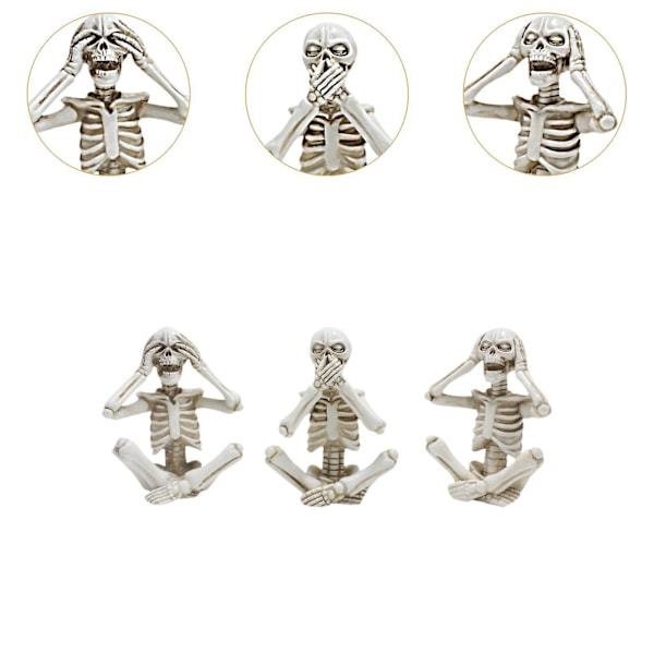 3x Mini Luuranko Figuriinit Karmivat Halloween Koristeet Kirjahyllyyn Toimistoon