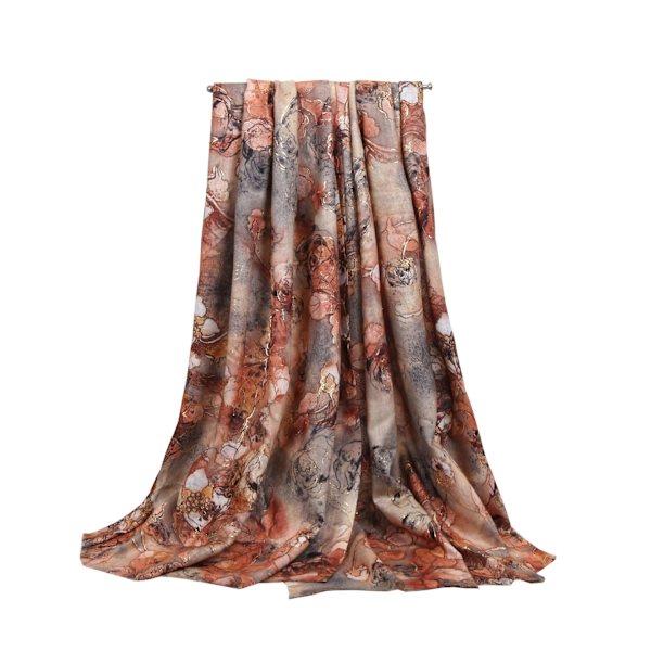2023 nytt print mångsidig höst- och vinterguldklädd halsduk Sidenscarf Mjuk känslasjal Khaki 90*180cm