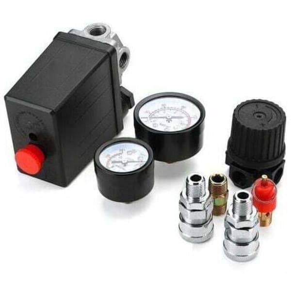 220V 0-180 psi Luftkompressor Tryckbrytare Kontrollventil Regulator Mätare med Snabbkoppling (220V)--