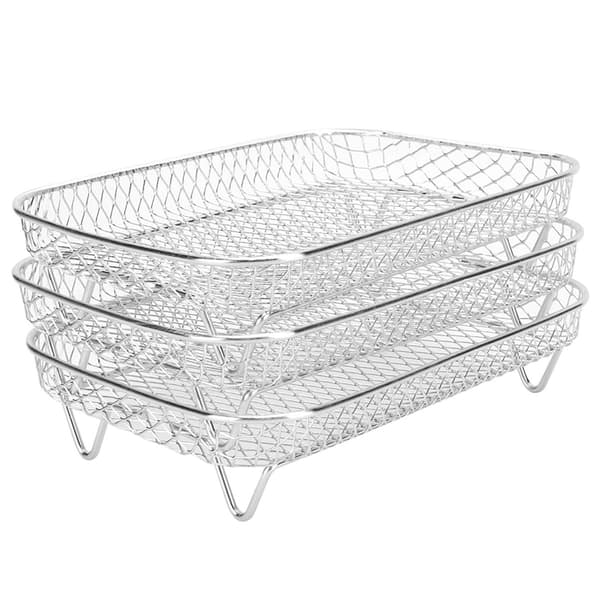 3 stk./sæt Airfryer-rist Tre stablebare dehydrator-riste Rustfrit stål Airfryer-stativ Airfryer-tilbehør