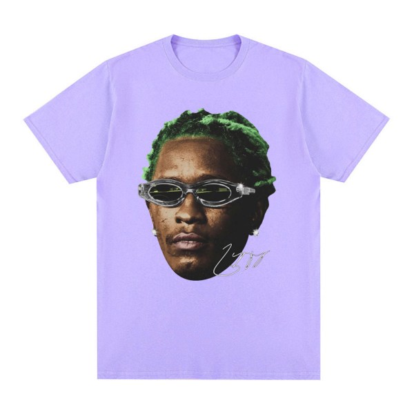 Rapper Young Thug Grafisk T-shirt Herr Kvinnor Mode Hip Hop Vintage T-shirt Light Purple M