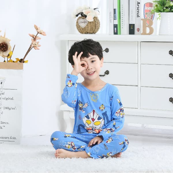 Tecknade Pyjamas Set Barn Flicka Pojke Lång Pyjamas Sovkläder Nattkläder Superman 7-8 Years