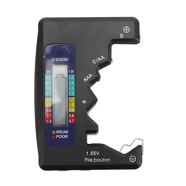 Digital Batterikapacitetsmåler Tester Universal D C N AAA AA 9V 1.5V Knapcelleanalysator Sort
