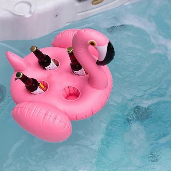 Puhallettava kelluva juomateline, Flamingo-lasinaluset, jossa on 4 reikää