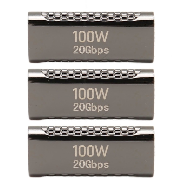 3 kpl USB C Naaras-Naaras -sovitin, tukee jopa 20 Gbps:n tiedonsiirtoa, 100 W:n virransyöttöä ja 8K 60 Hz:n videon läpivientiä, USB C -liitin